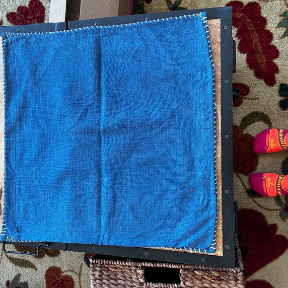 pottery barn 22 X 22 pillow navy with white threading detail - Picture 2 of 8